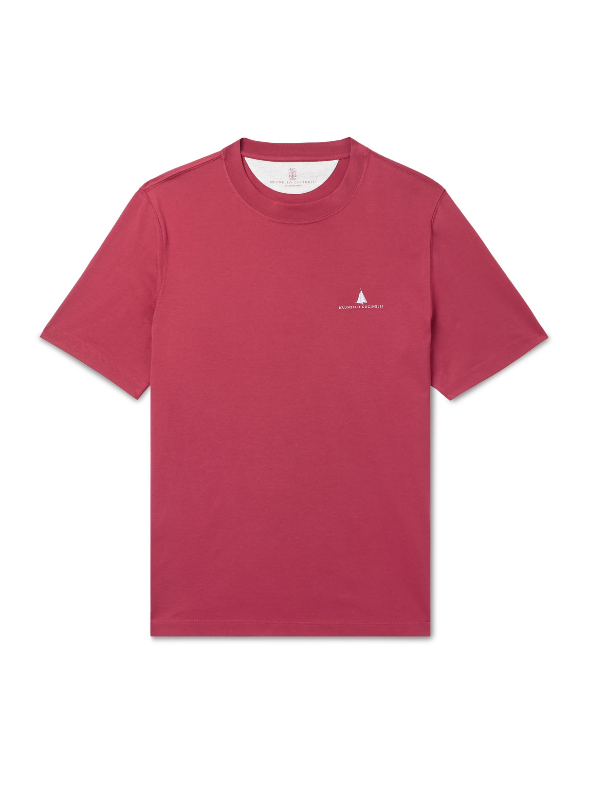Brunello Cucinelli Slim-fit Logo-print Cotton-jersey T-shirt In Red