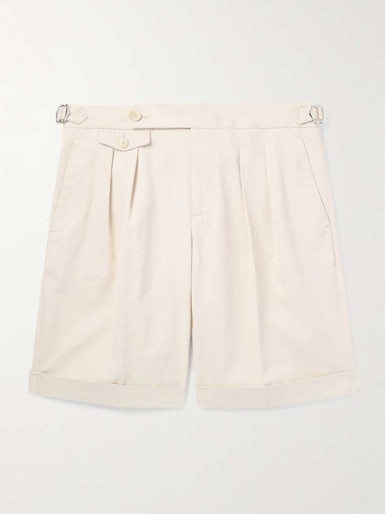 Brunello Cucinelli — Straight-Leg Pleated Cotton-Twill Shorts