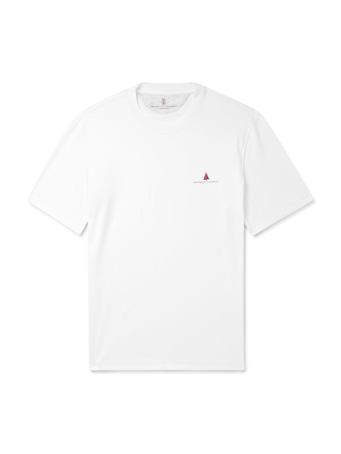 Brunello Cucinelli Slim-fit Logo-print Cotton-jersey T-shirt In White