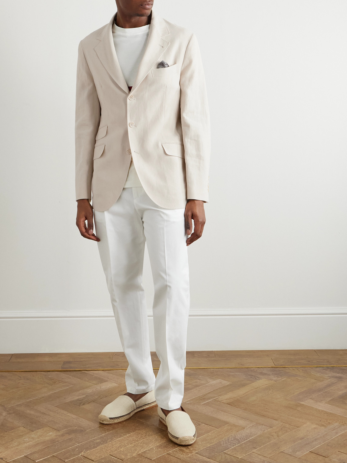 Brunello Cucinelli Linen Suit Jacket In Neutrals