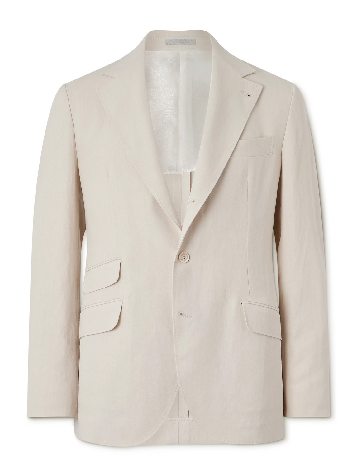 Brunello Cucinelli Linen Suit Jacket In Neutrals
