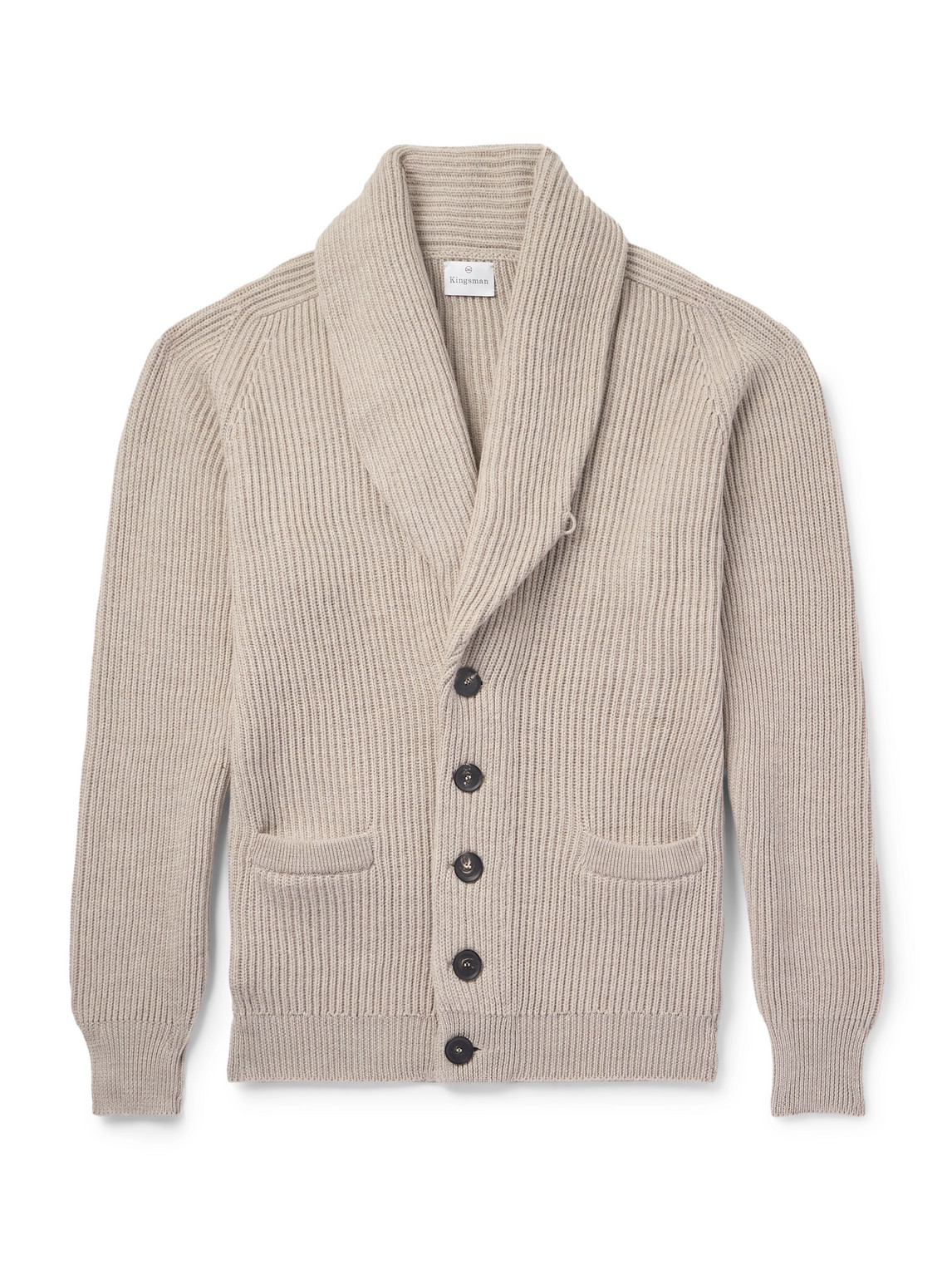 Kingsman Shawl-collar Ribbed Wool Cardigan