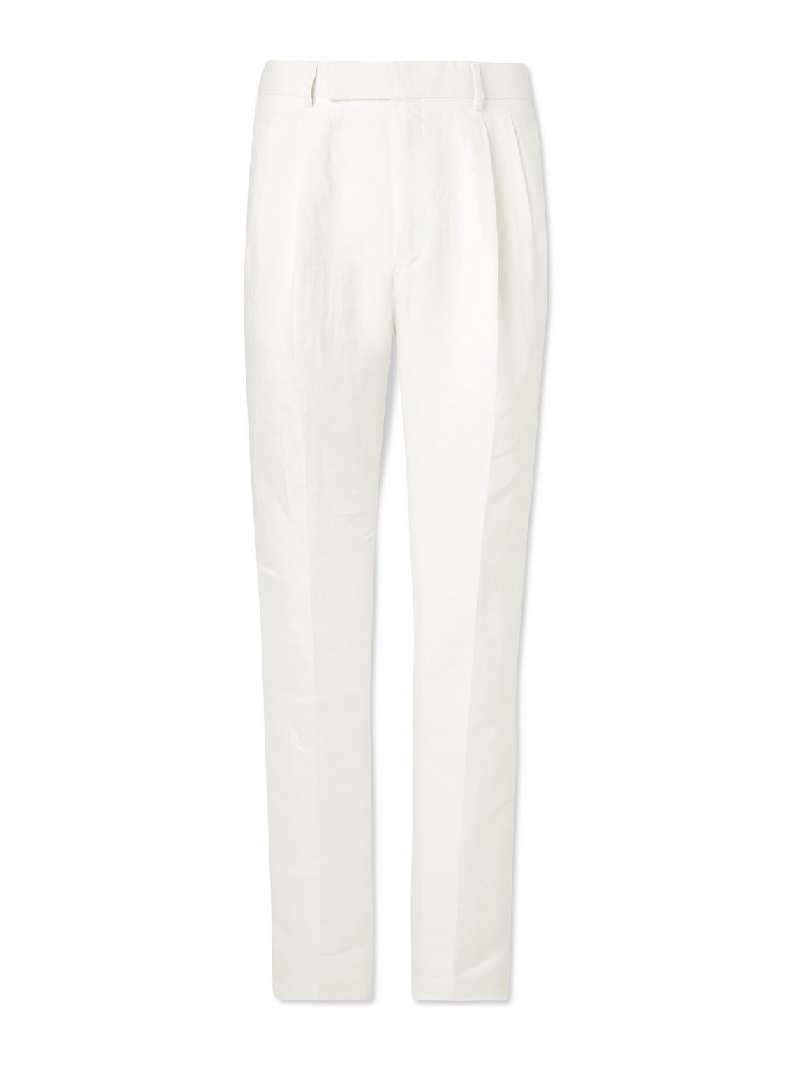 Kingsman Tapered Pleated Herringbone Linen-twill Suit Trousers