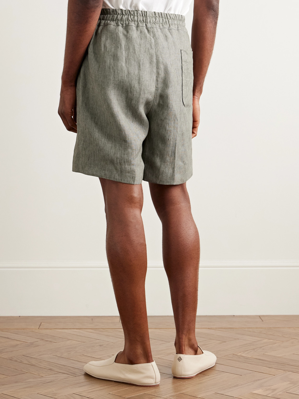 Shop Kingsman Straight-leg Linen Drawstring Shorts