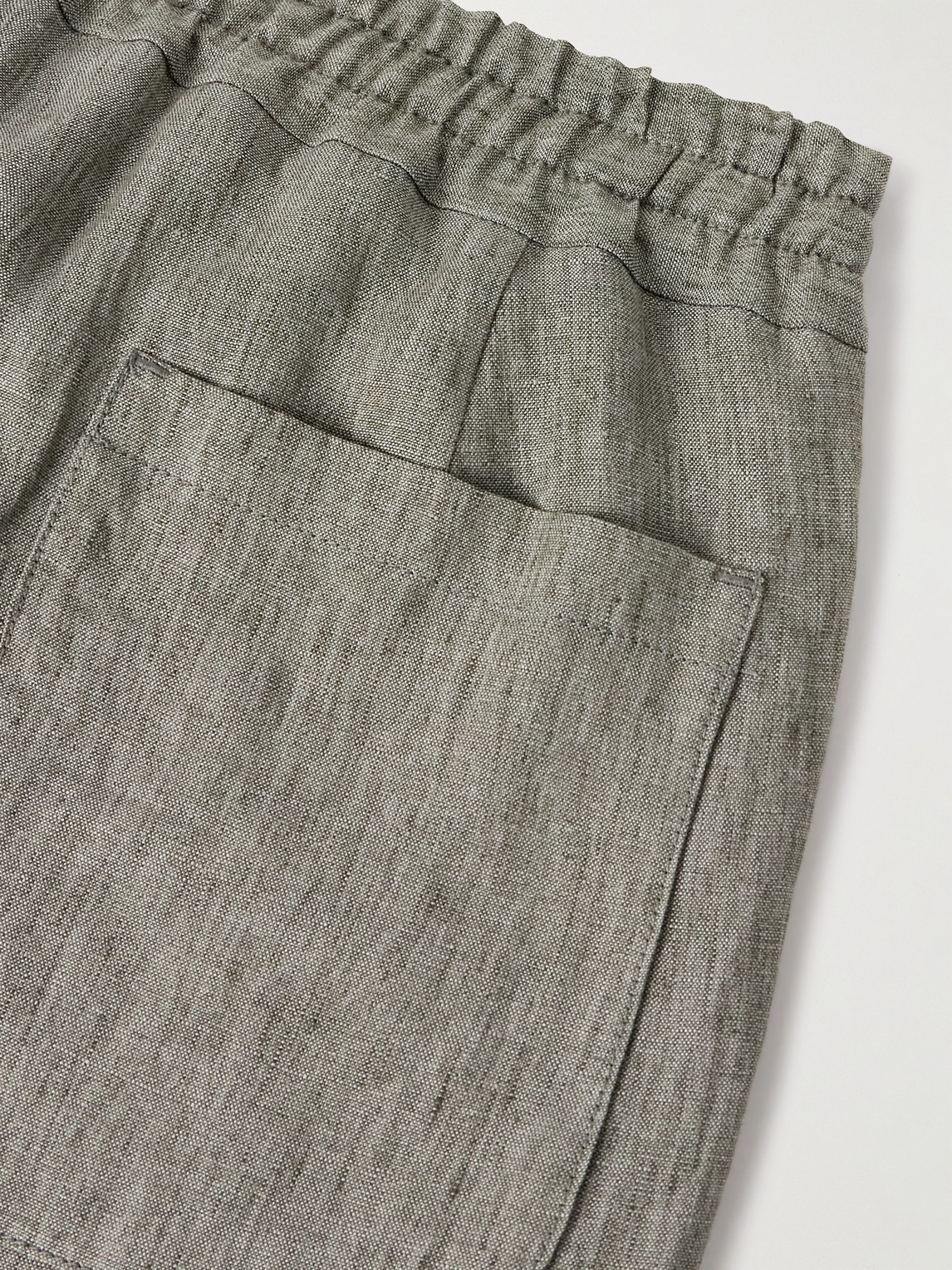 Shop Kingsman Straight-leg Linen Drawstring Shorts