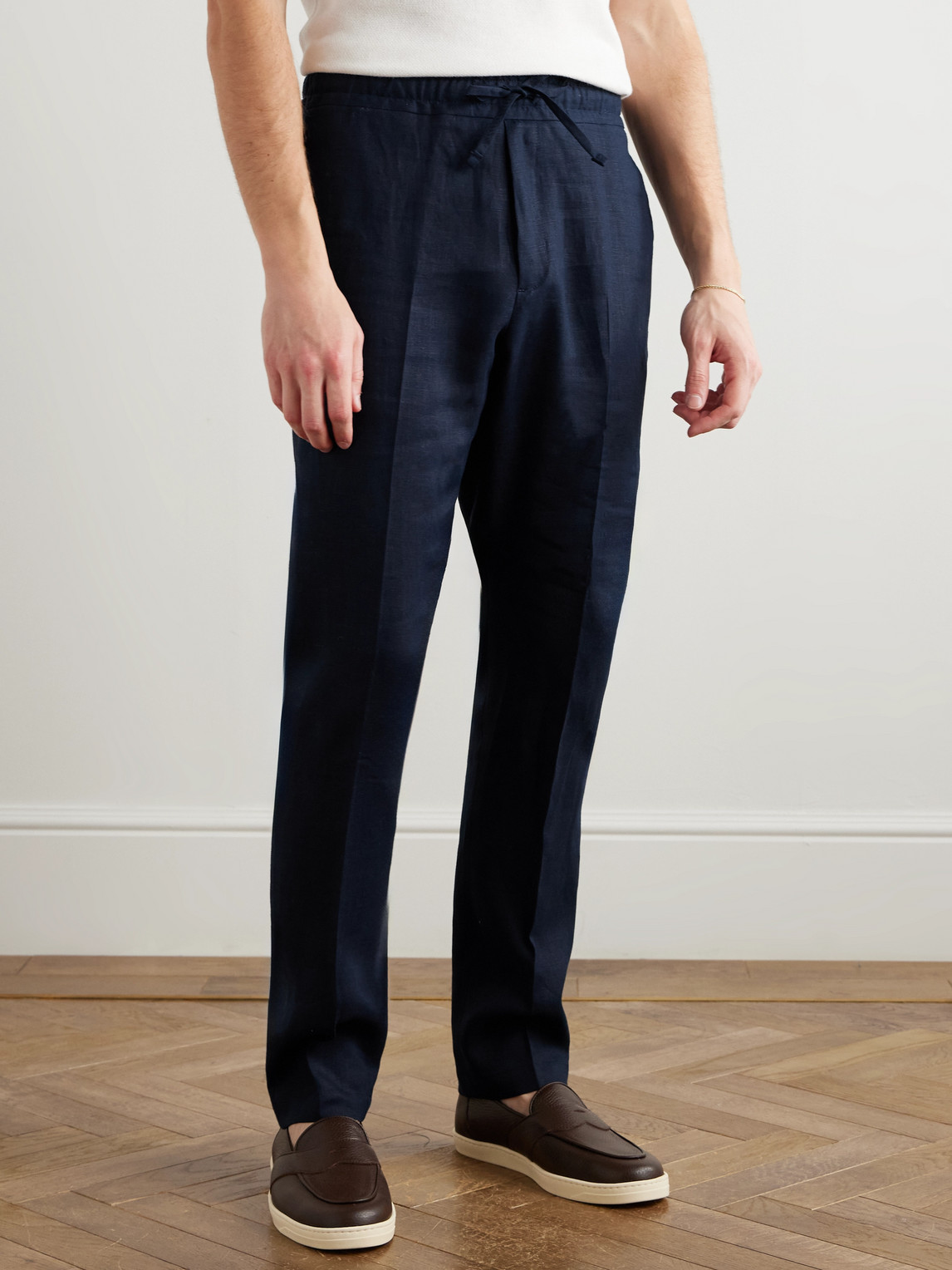 Kingsman Straight-leg Linen Drawstring Trousers