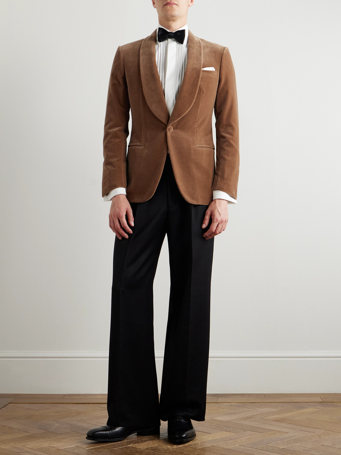 KINGSMAN SLIM-FIT SHAWL-COLLAR COTTON-VELVET TUXEDO JACKET