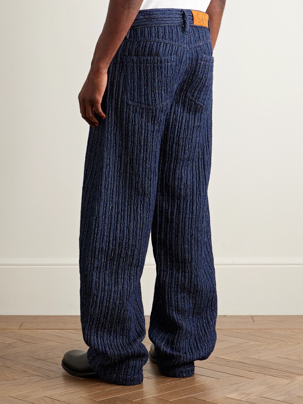 Séfr Nasedo Straight-leg Ribbed Cotton-blend Bouclé Trousers In Blue