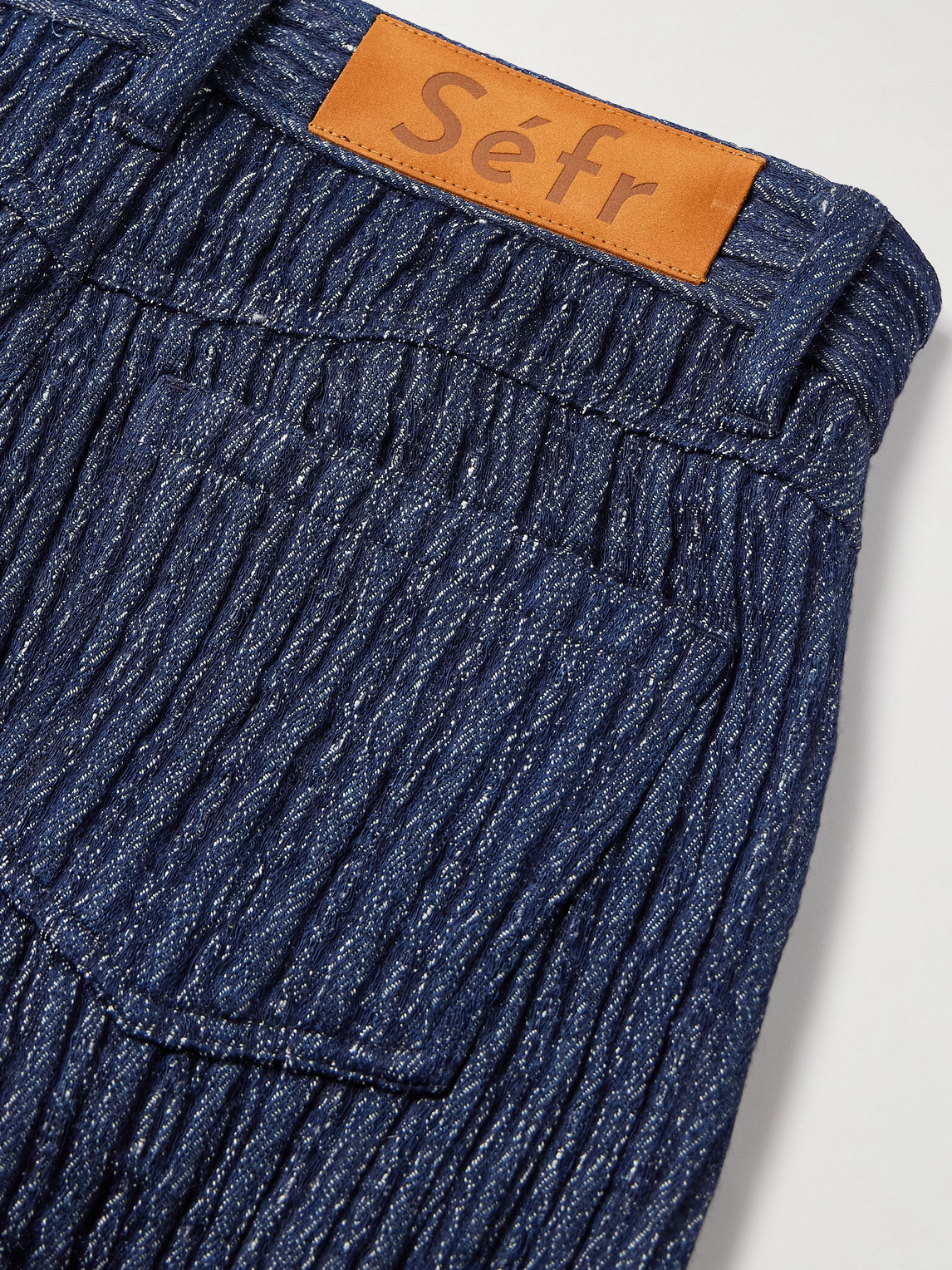 Séfr Nasedo Straight-leg Ribbed Cotton-blend Bouclé Trousers In Blue