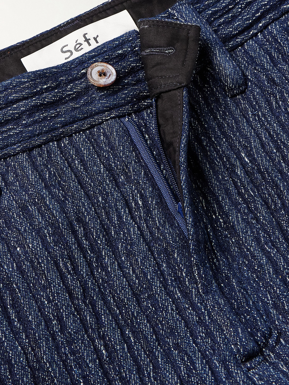 Séfr Nasedo Straight-leg Ribbed Cotton-blend Bouclé Trousers In Blue