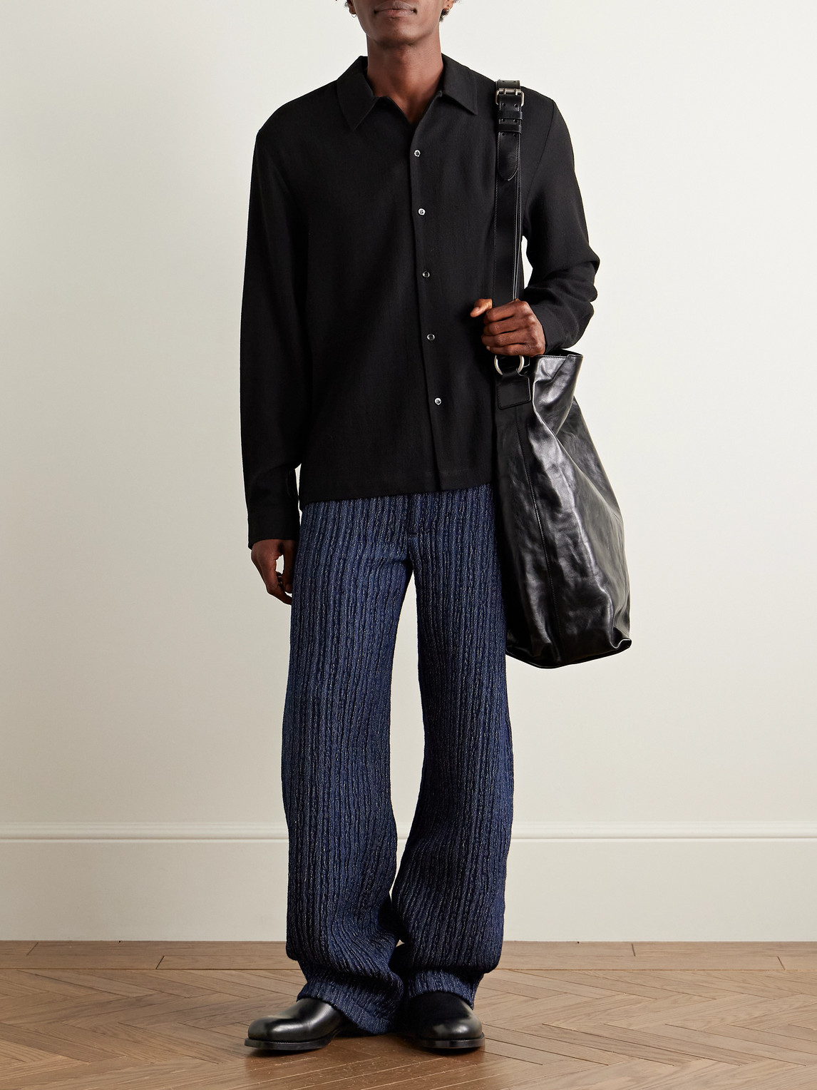 Séfr Nasedo Straight-leg Ribbed Cotton-blend Bouclé Trousers In Blue