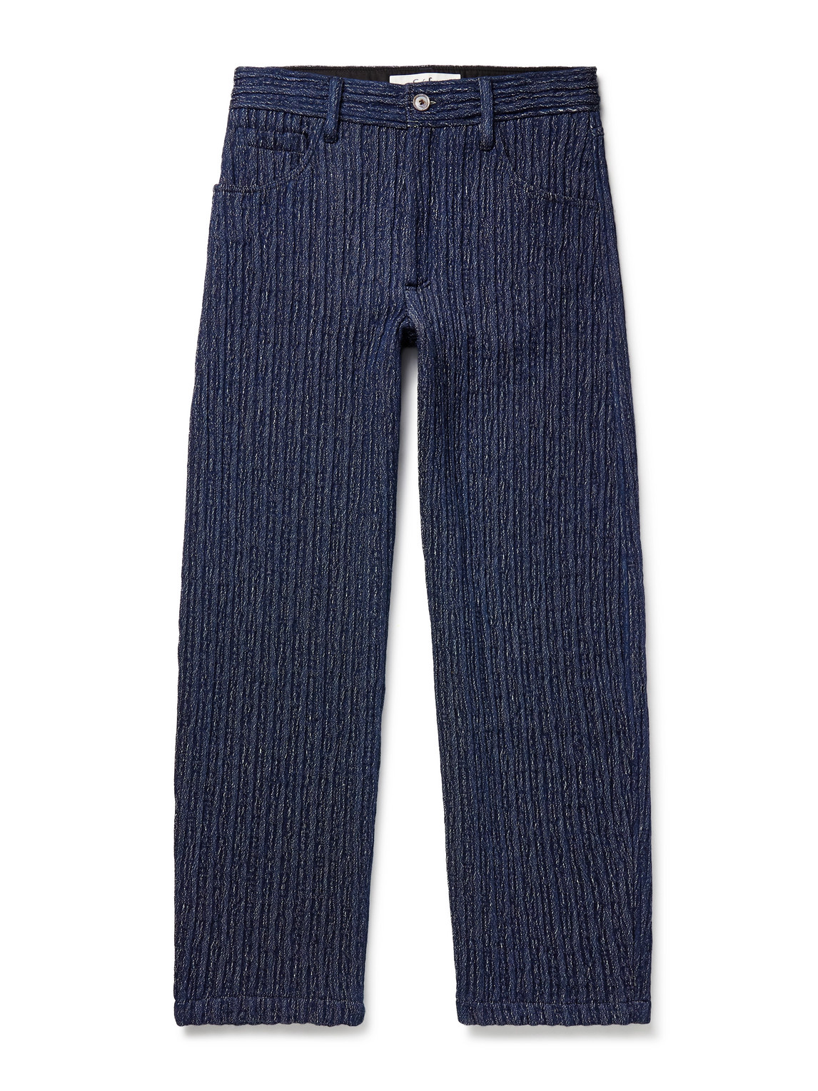 Séfr Nasedo Straight-leg Ribbed Cotton-blend Bouclé Trousers In Blue