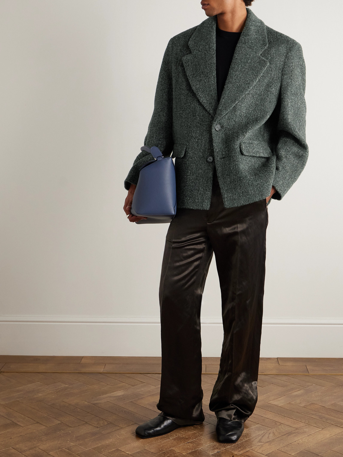 Séfr Argento Brushed-knit Blazer In Gray