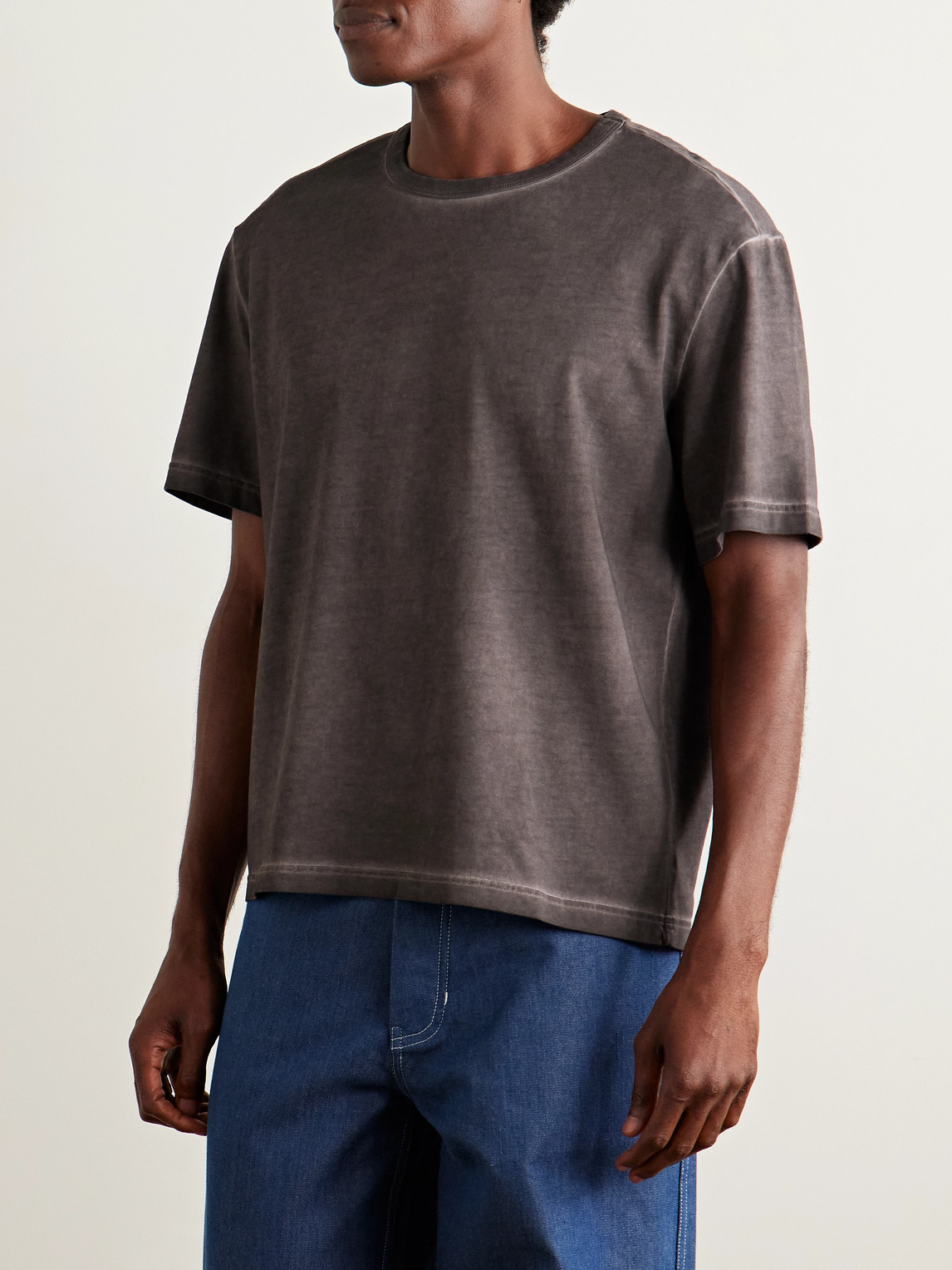 Séfr Mauro Organic Cotton-jersey T-shirt In Brown