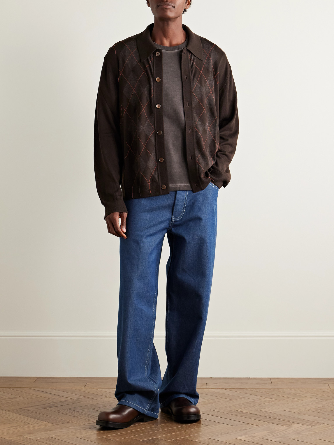 Séfr Mauro Organic Cotton-jersey T-shirt In Brown