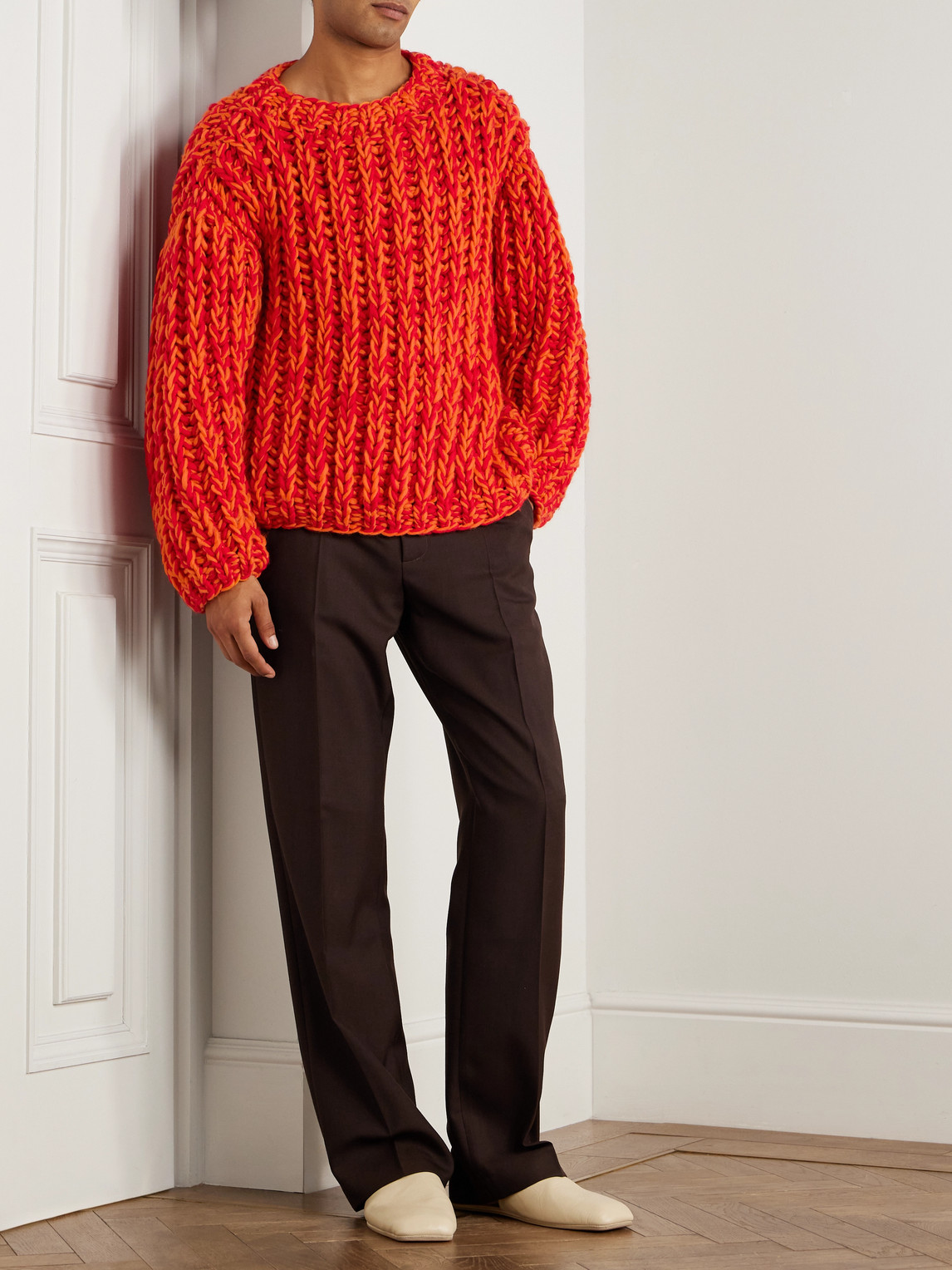 Séfr Sol Oversized Cable-knit Wool Sweater In Multi