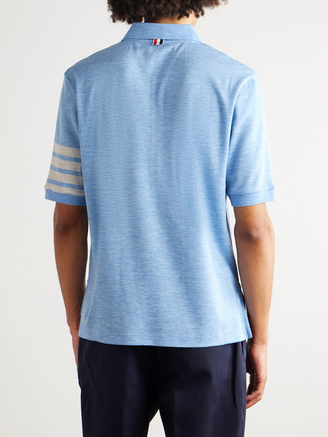 Thom Browne 4-bar Virgin Wool Jersey Polo In Blue