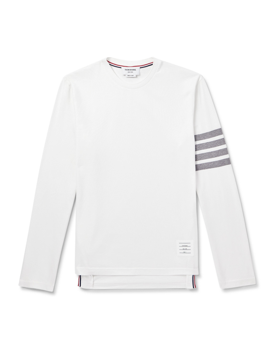 Thom Browne Striped Cotton-jersey T-shirt In White