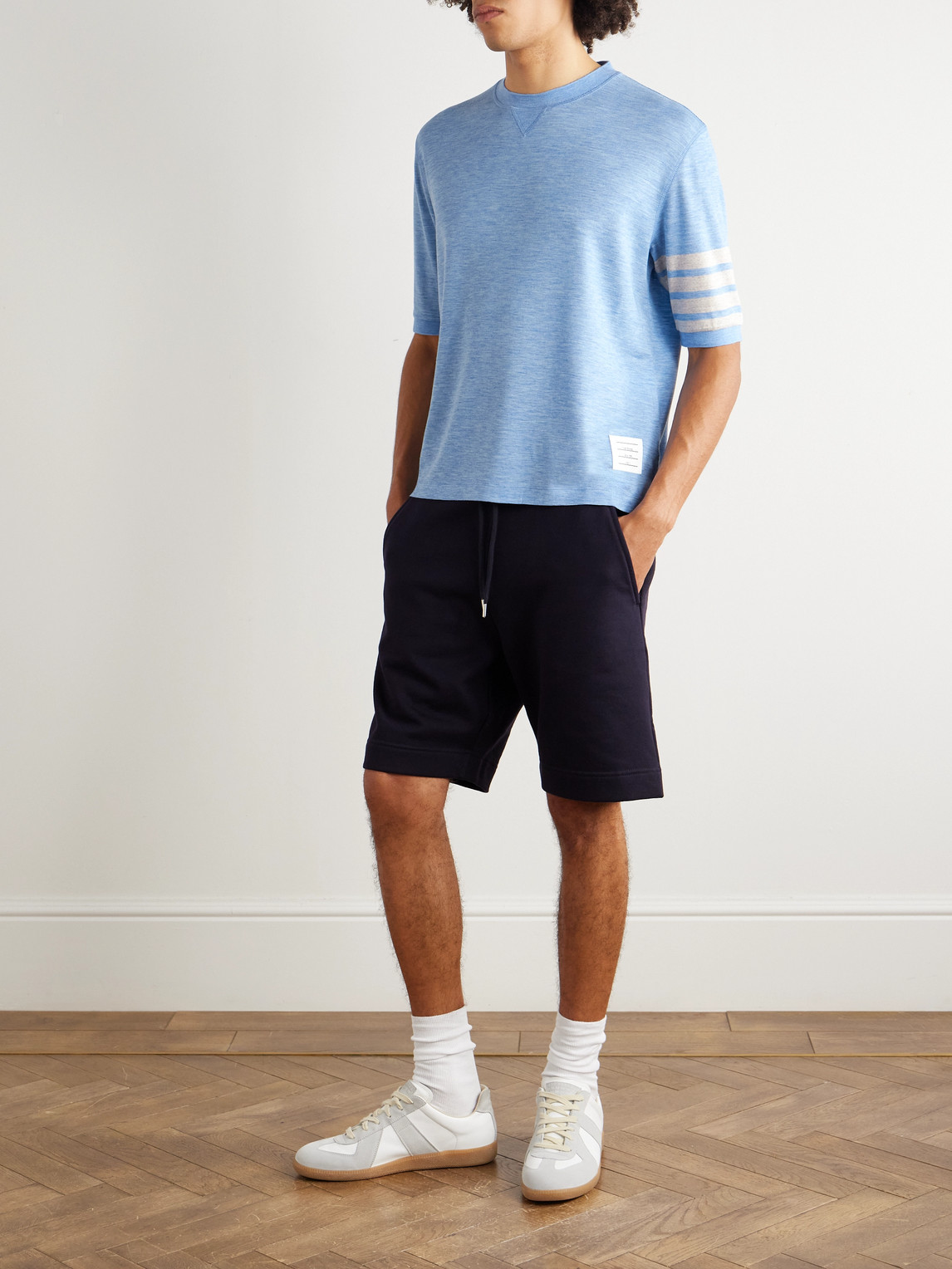 Thom Browne 4-bar Virgin Wool Jersey T-shirt In Blue