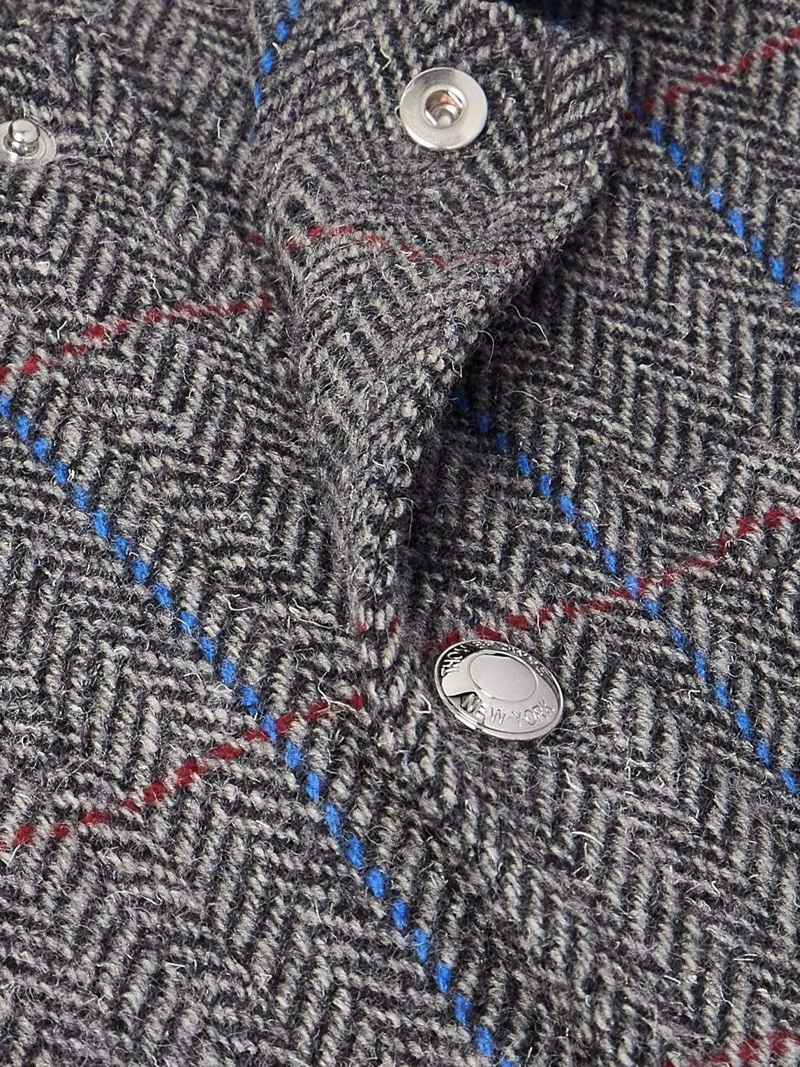 Thom Browne Suede-trimmed Checked Herringbone Wool Jacket In Gray