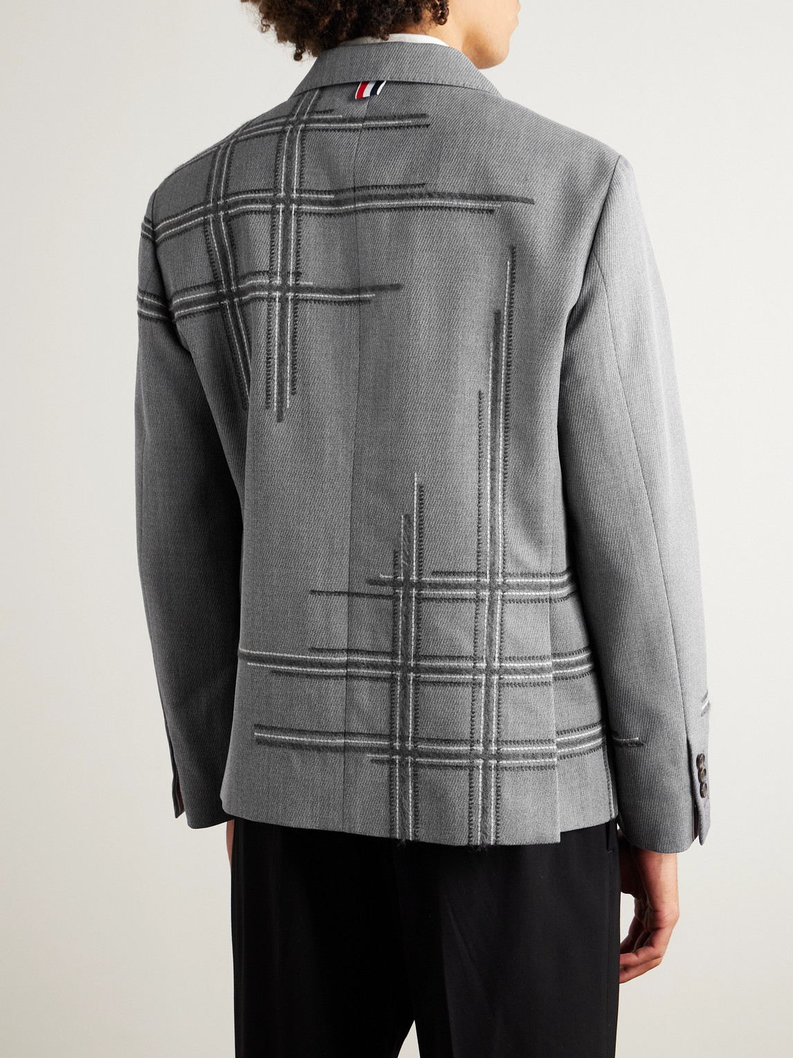 Thom Browne Unstructured Embroidered Twill Jacket In Gray