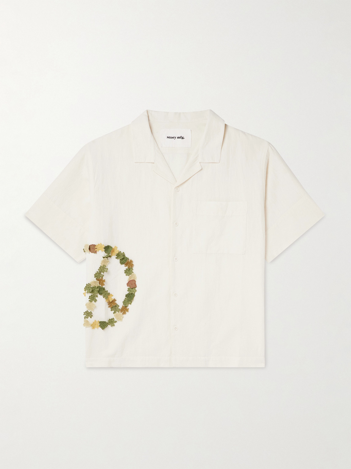 Story Mfg. Greetings Oversized Camp-Collar Appliquéd Organic Cotton Shirt - Men