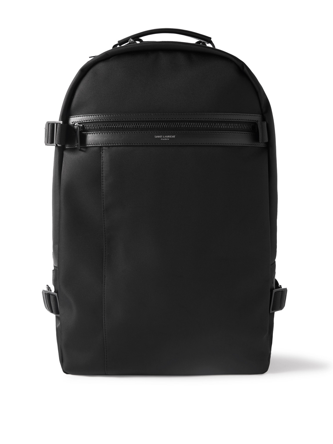 Saint Laurent City Trekking Leather-trimmed Shell Backpack In Black
