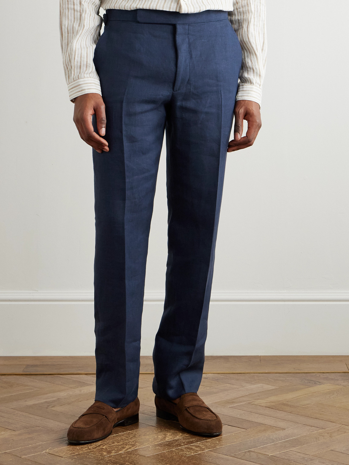 Ralph Lauren Linen Suit Trousers In Blue