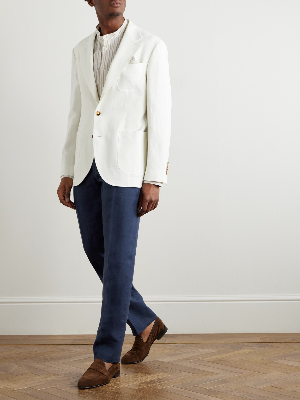Ralph Lauren Linen Suit Trousers In Blue