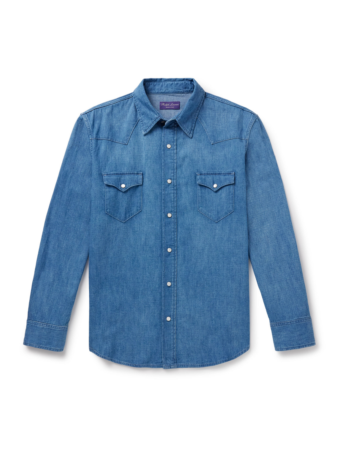 Ralph Lauren Cotton And Linen-blend Chambray Shirt In Blue