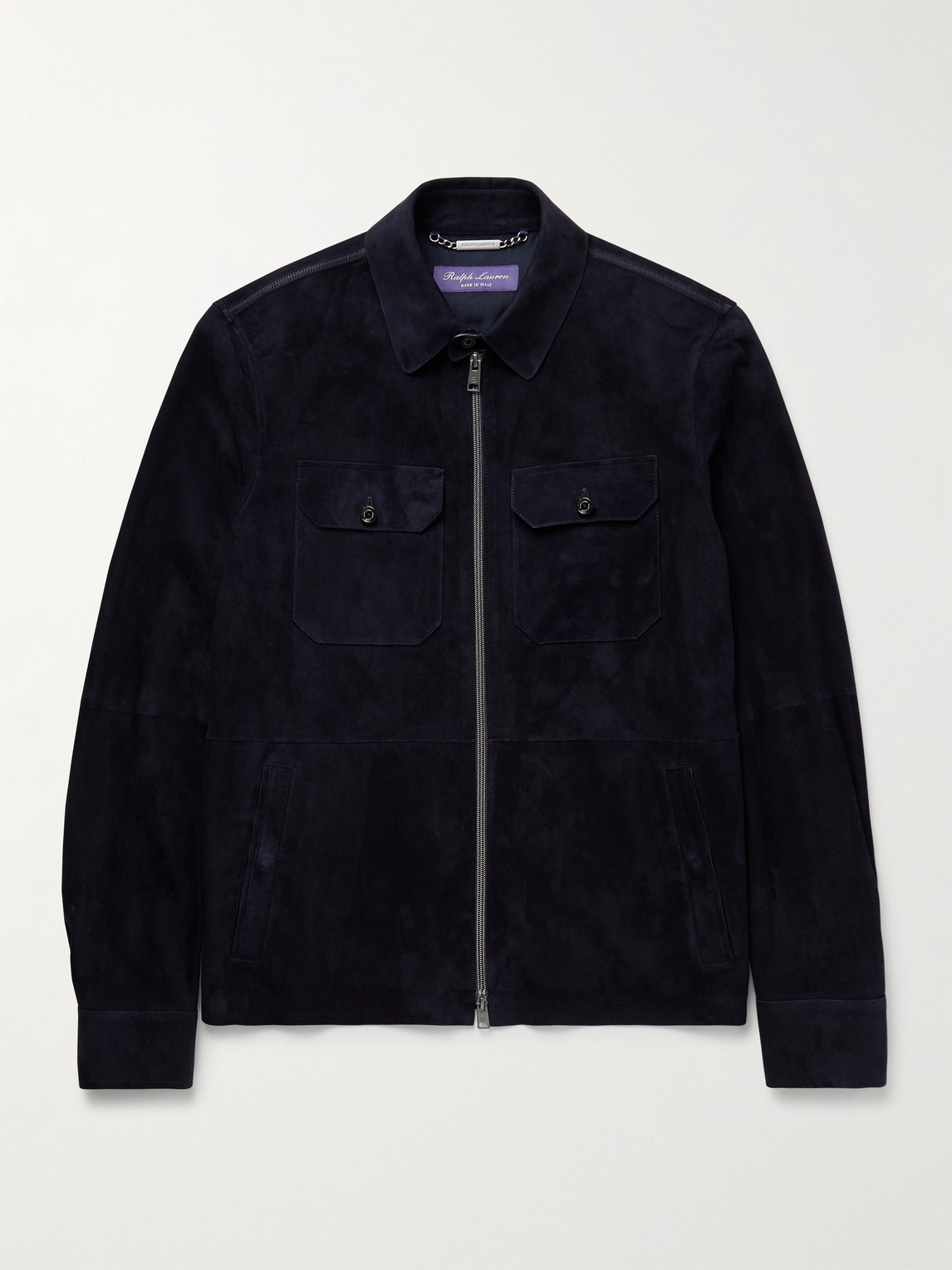 Ralph Lauren Suede Bomber Jacket In Blue