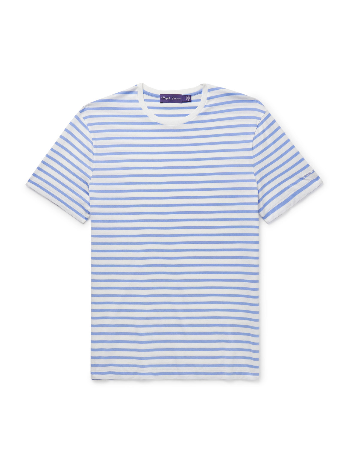 Logo-Embroidered Striped Cotton-Lisle T-Shirt