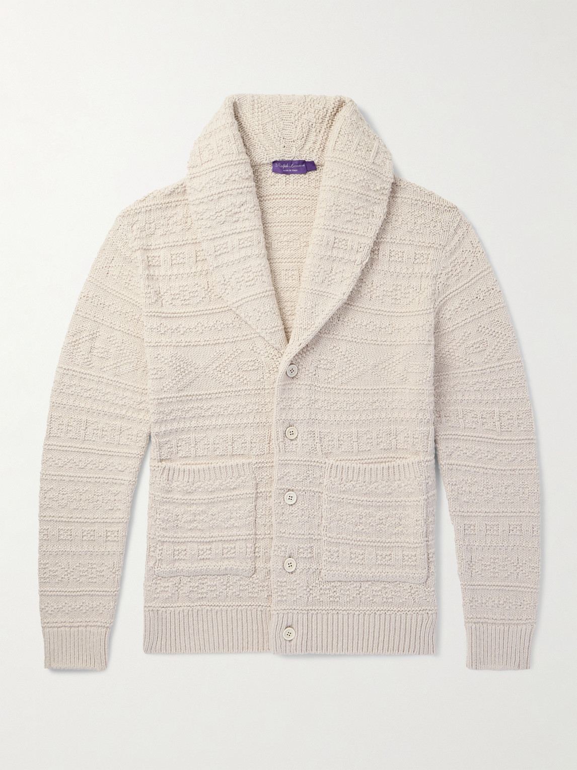Ralph Lauren Purple Label hawl-Collar Textured Cotton and Wool-Blend Cardigan - Men