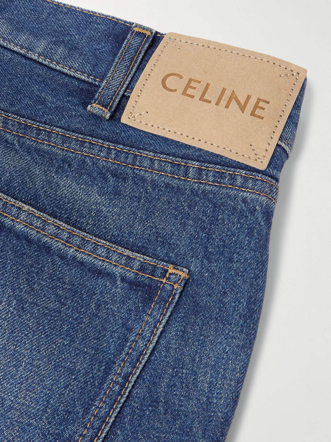 Celine Marco Flared Frayed Jeans In Blue