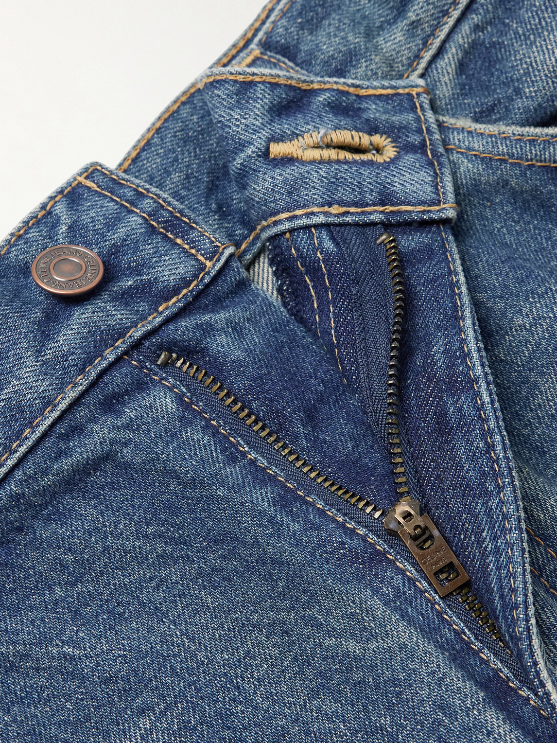 Celine Marco Flared Frayed Jeans In Blue