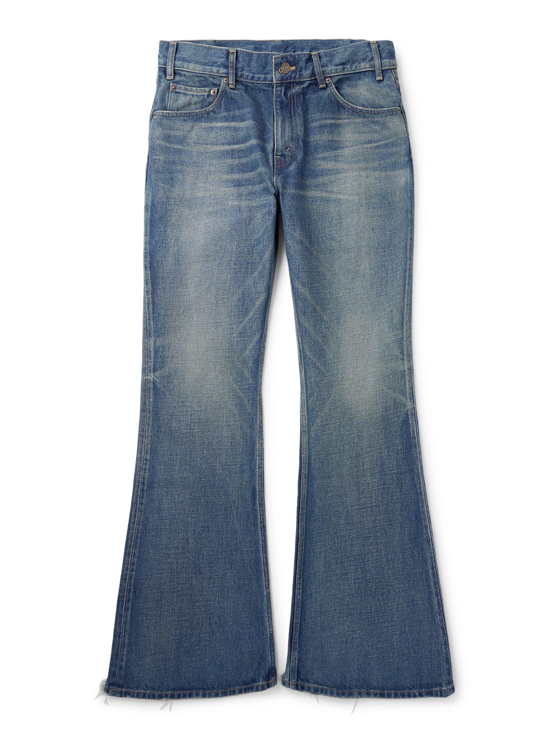 Celine Marco Flared Frayed Jeans In Blue