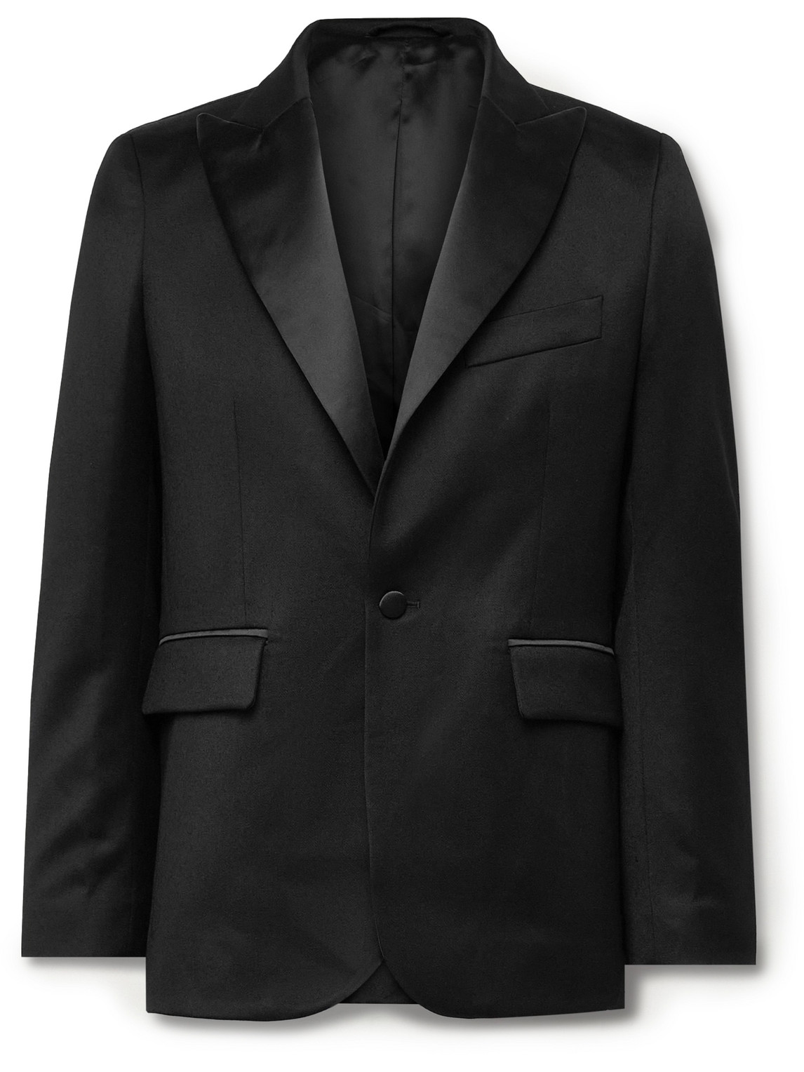 Silk-Satin Trimmed Wool Barathea Tuxedo Jacket