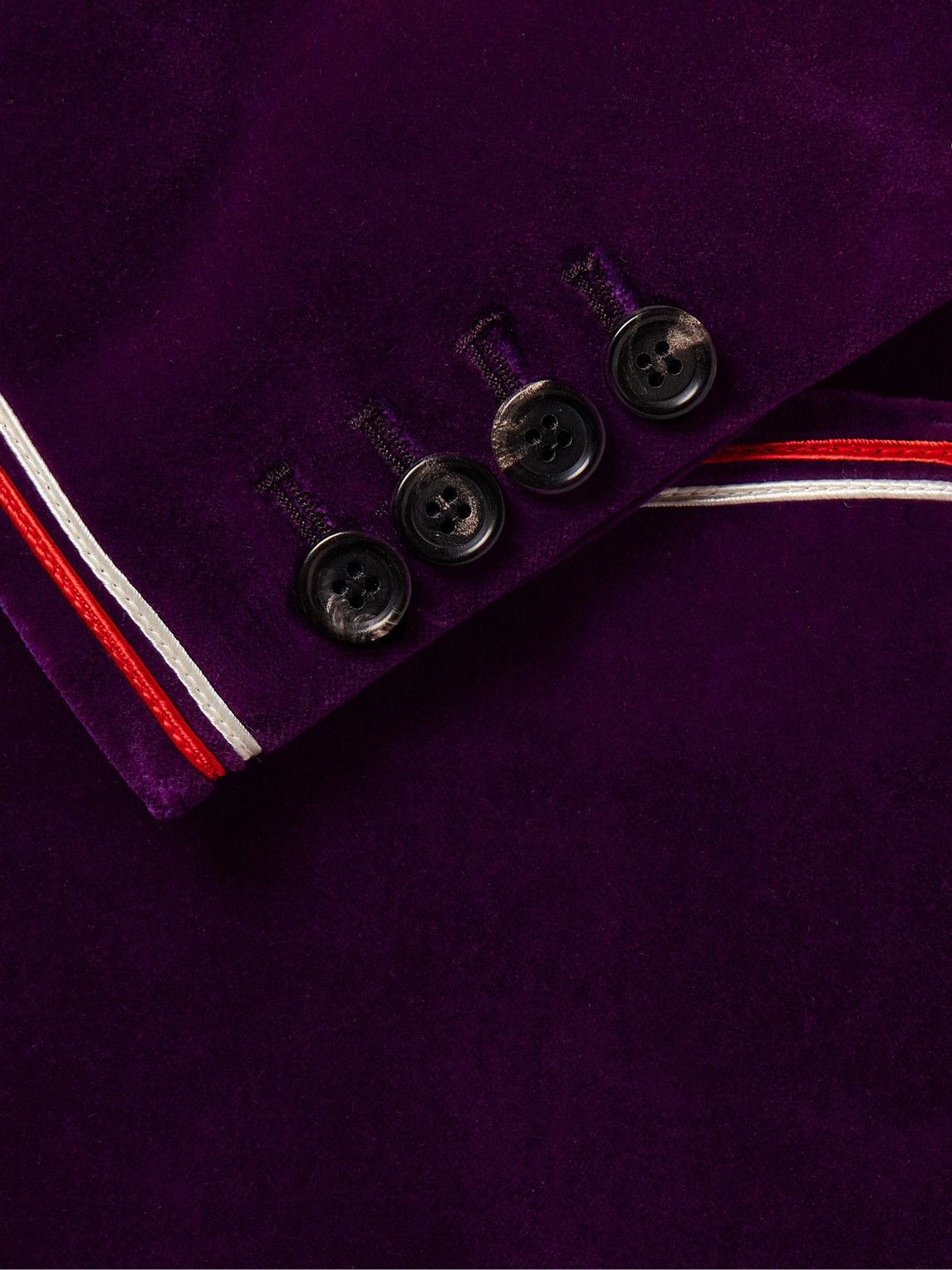 Bode Showcase Soutache-trimmed Cotton-velvet Suit Jacket In Purple