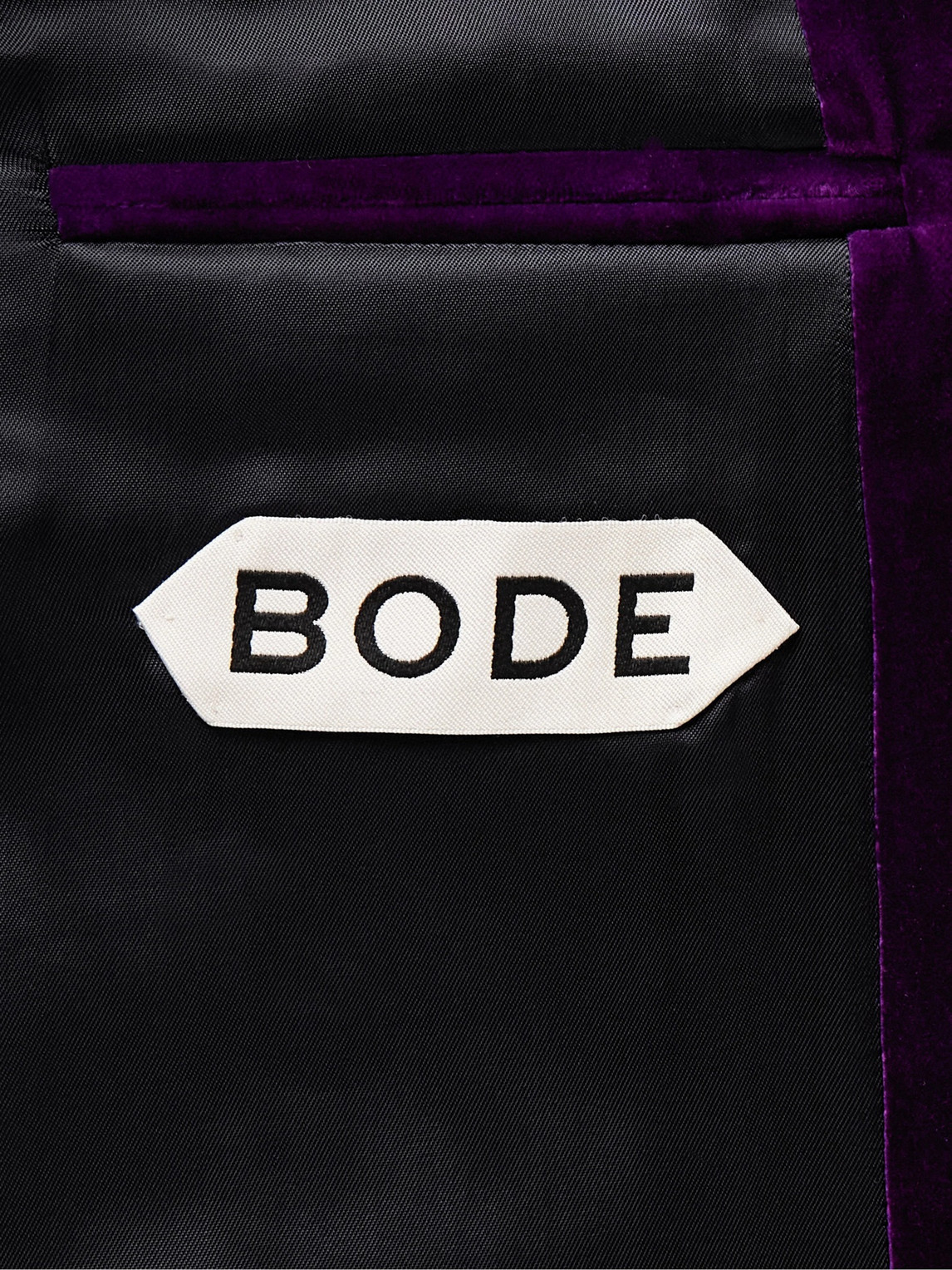 Bode Showcase Soutache-trimmed Cotton-velvet Suit Jacket In Purple
