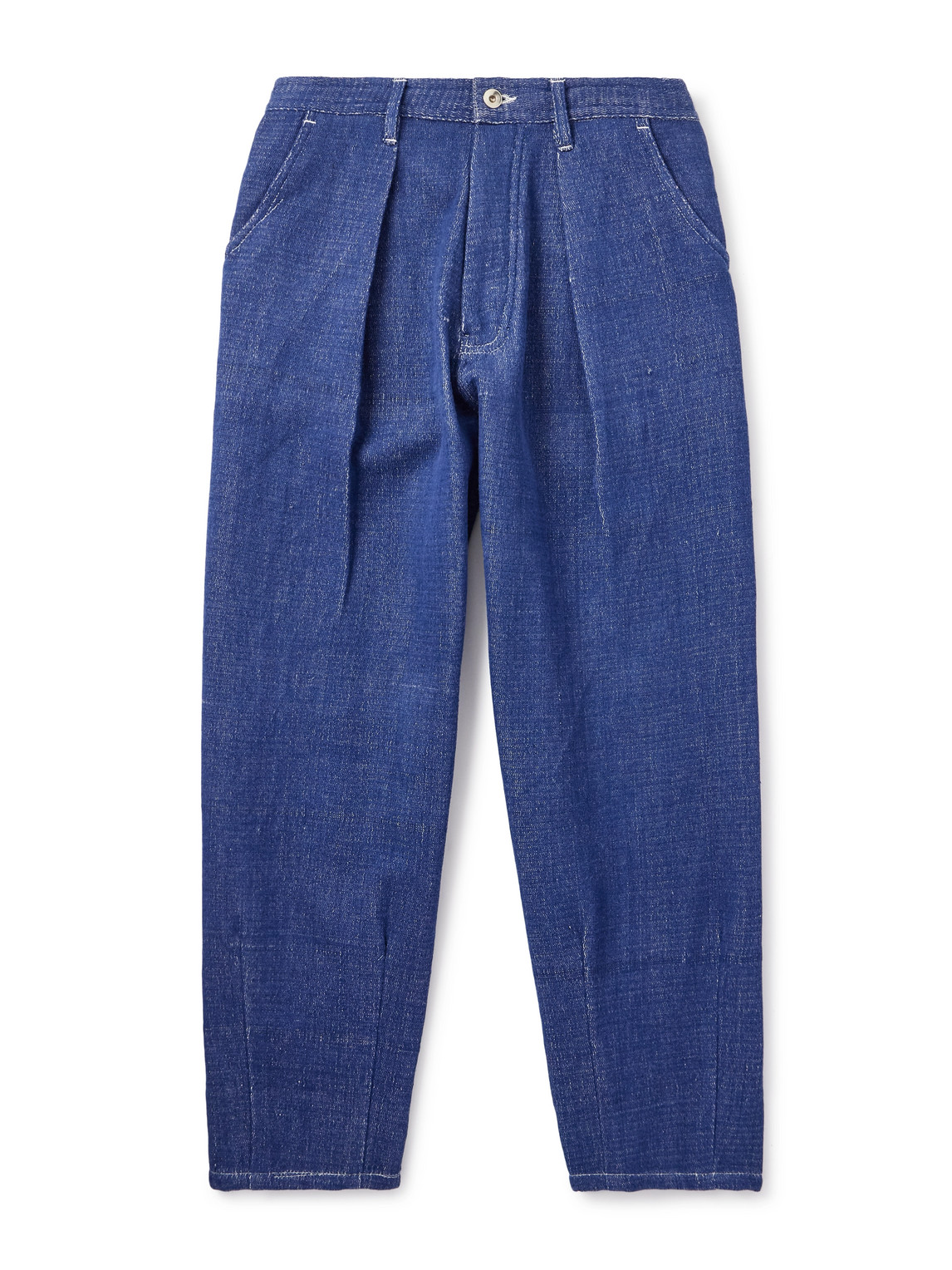 Story Mfg. Lush Wide-leg Pleated Organic Jeans In Blue