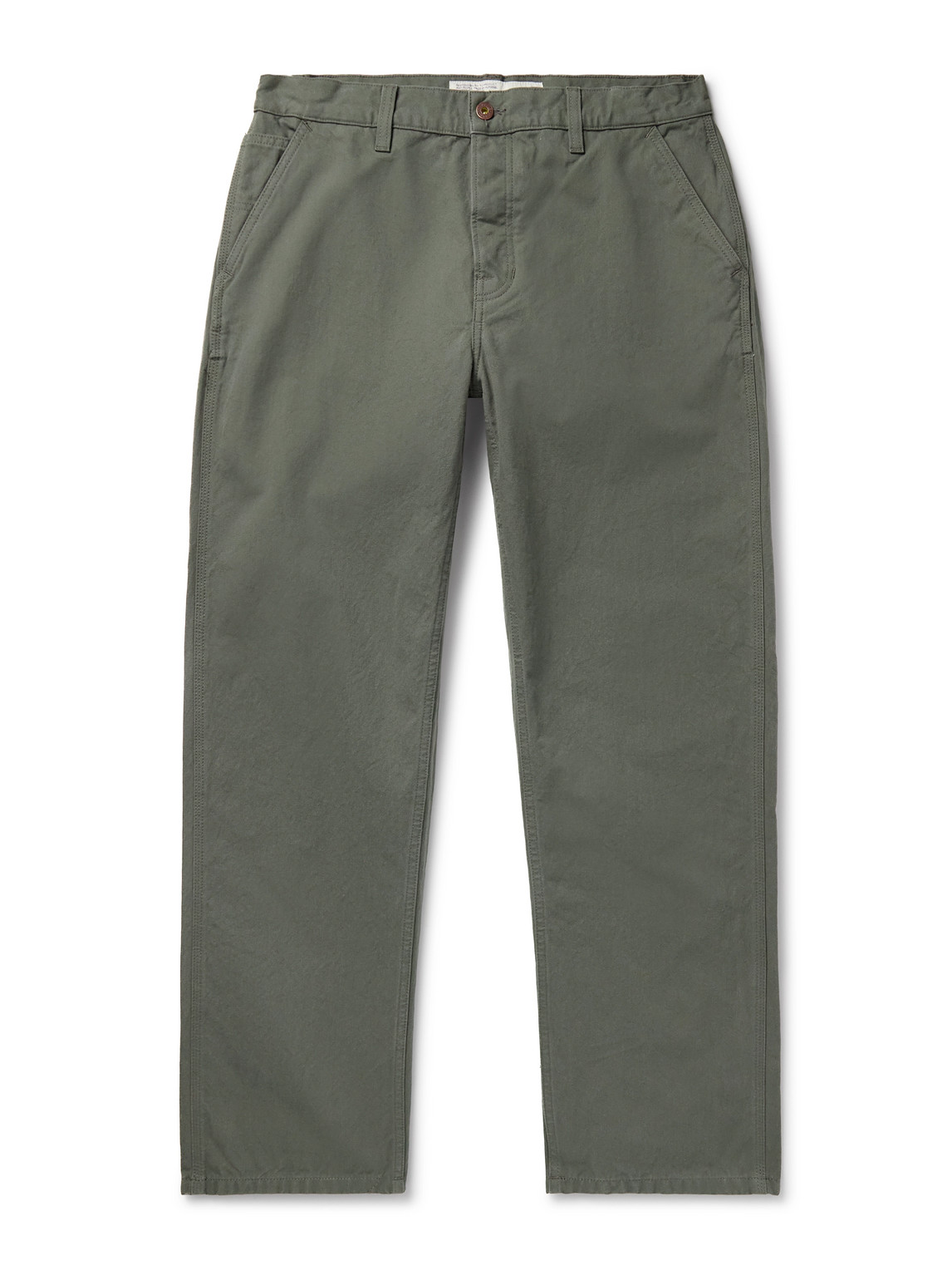 Nudie Jeans Tuff Tony Straight-leg Organic Cotton-canvas Trousers In Green