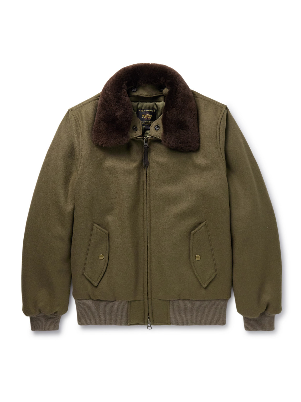 Shearling-Trimmed Padded Wool-Felt Bomber Jacket
