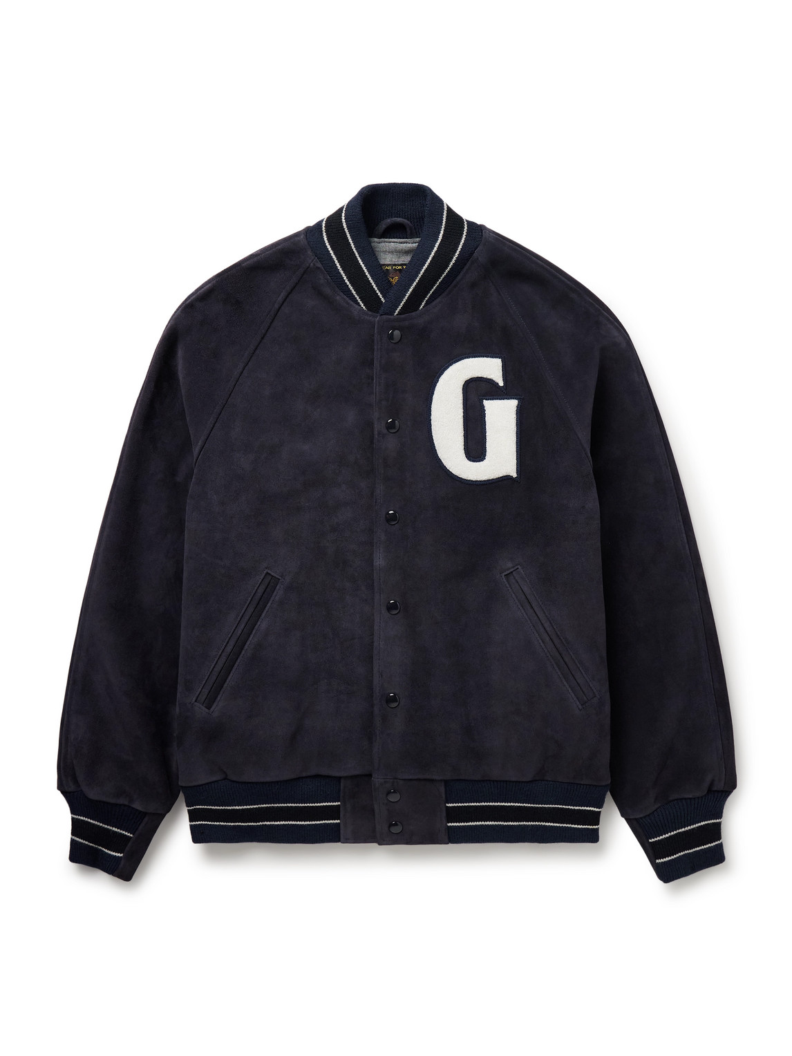 Logo-Appliquéd Suede Varsity Jacket