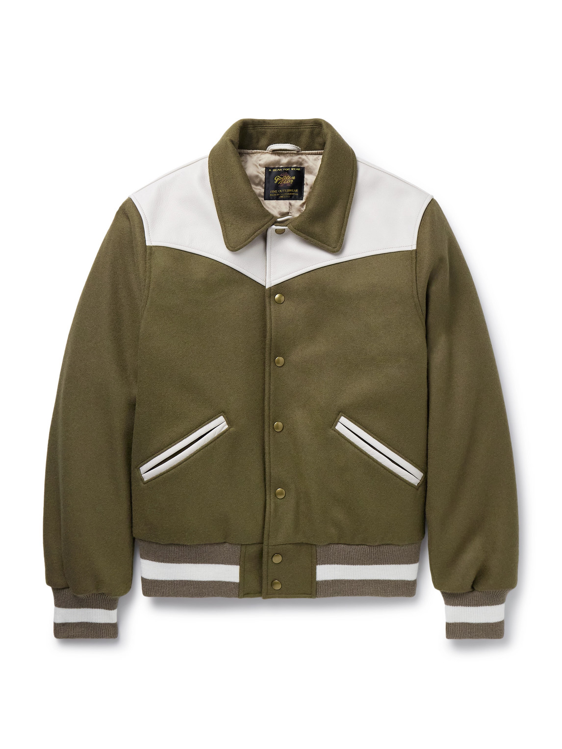 Padded Leather-Trimmed Wool-Blend Felt Varsity Jacket