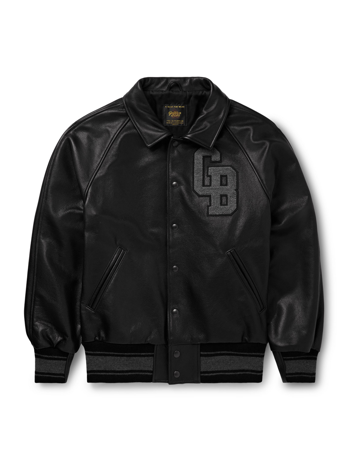 Logo-Appliquéd Full-Grain Leather Varsity Jacket