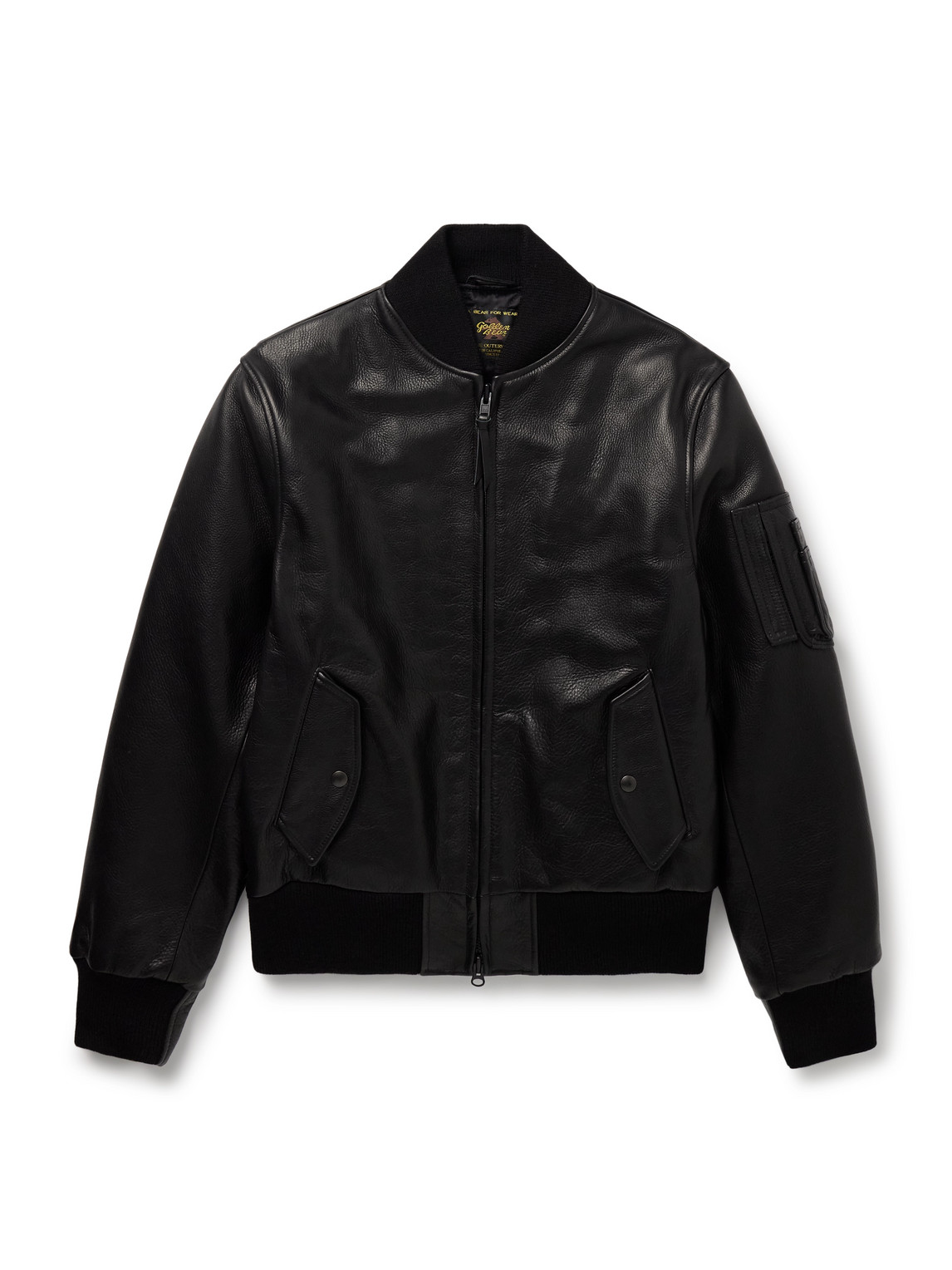 Padded Full-Grain Leather Bomber Jacket