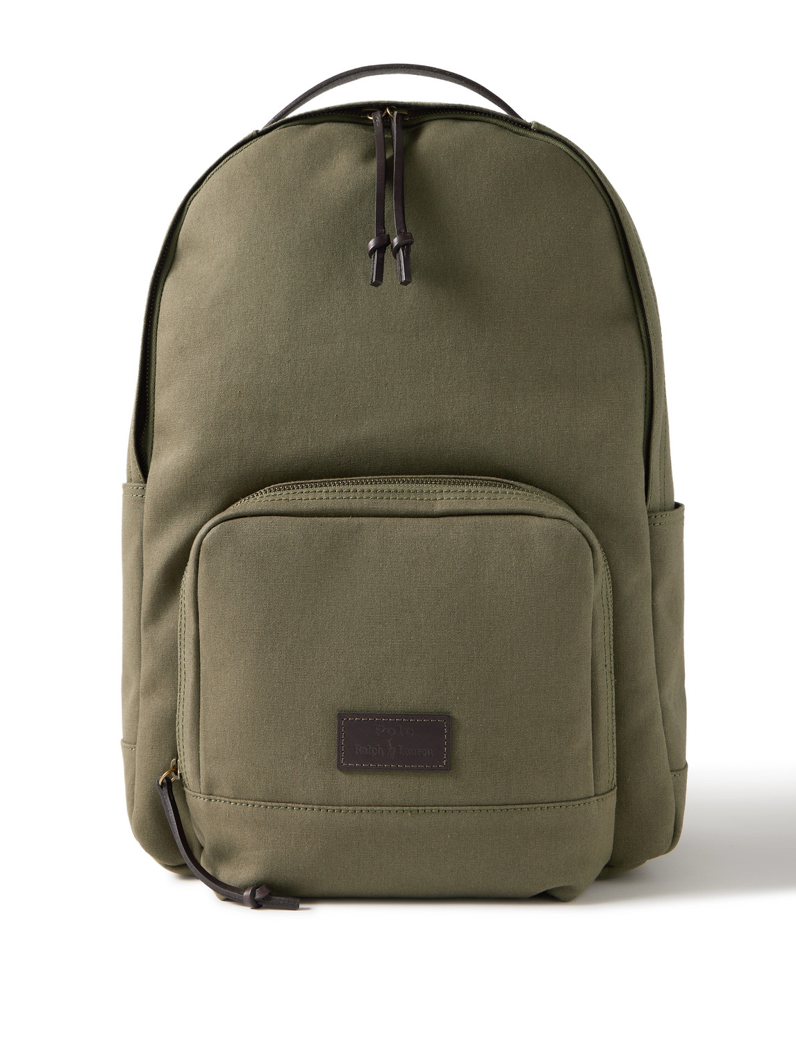 Polo Ralph Lauren Leather-trimmed Cotton-canvas Backpack In Green