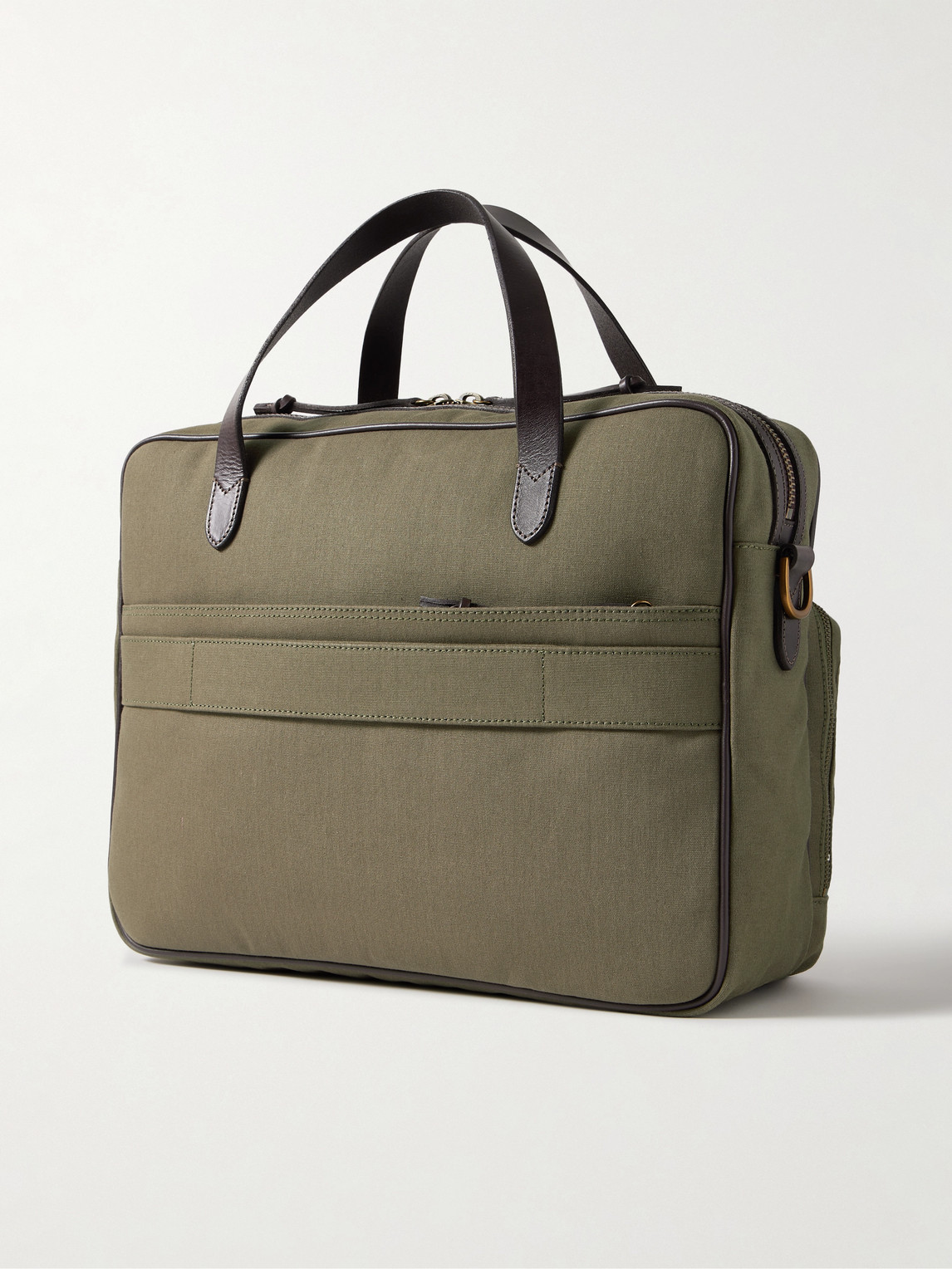 Polo Ralph Lauren Leather-trimmed Cotton-canvas Messenger Bag In Green