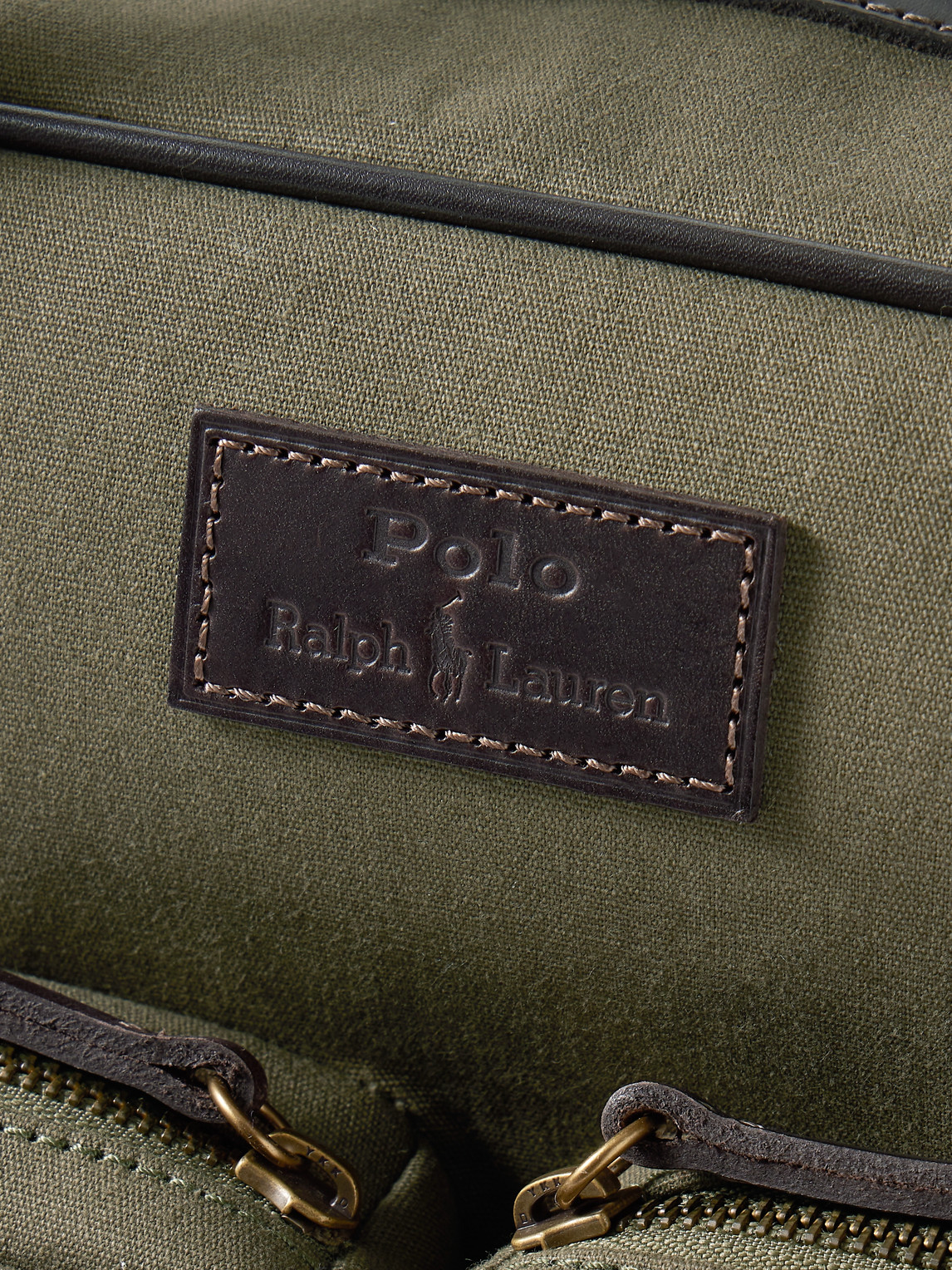 Polo Ralph Lauren Leather-trimmed Cotton-canvas Messenger Bag In Green