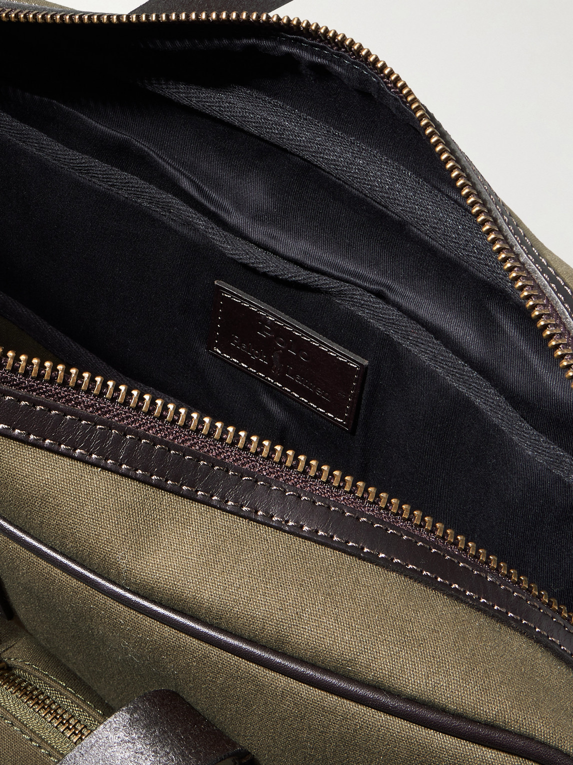 Polo Ralph Lauren Leather-trimmed Cotton-canvas Messenger Bag In Green
